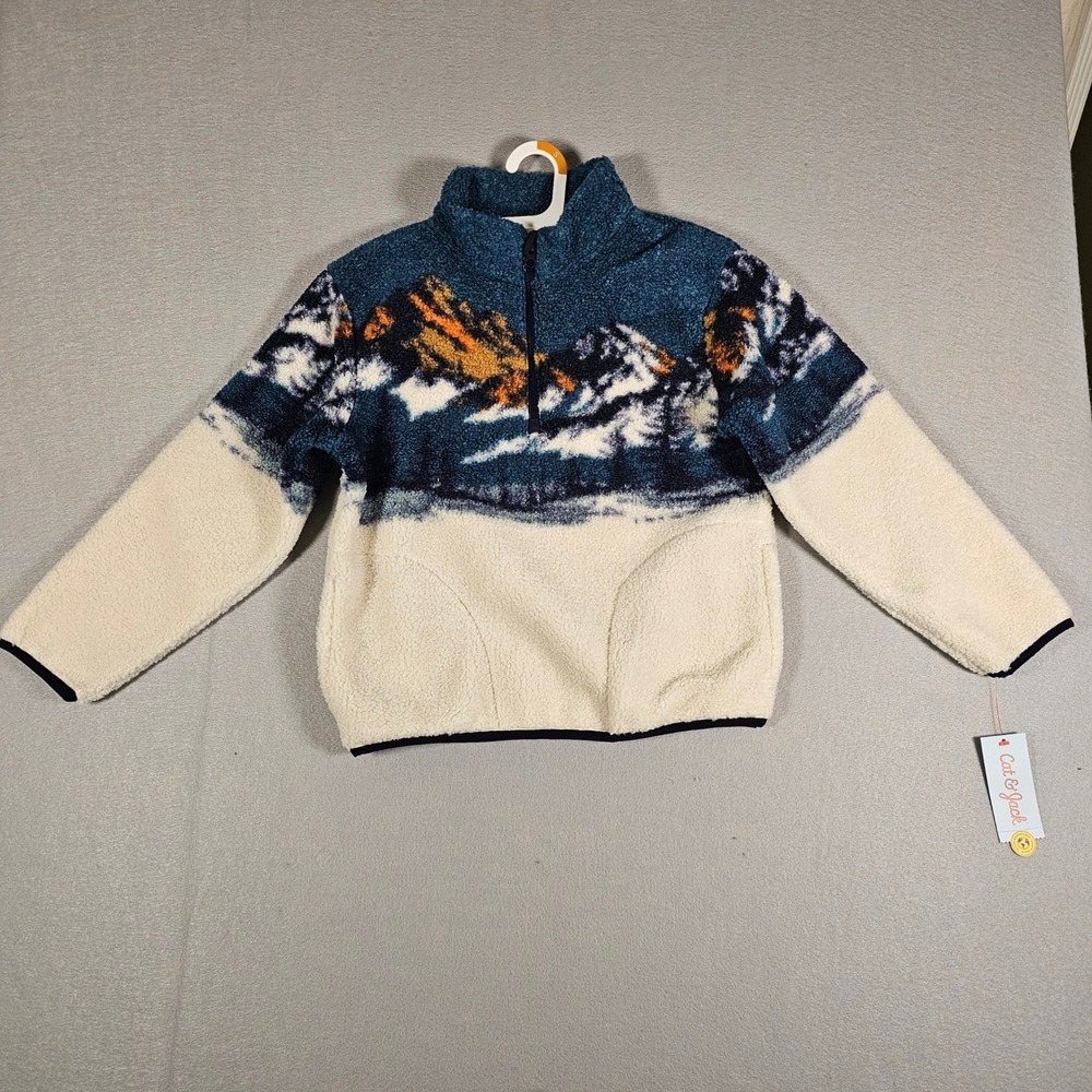 Cat & Jack Boys Sherpa Mountain Fleece Quarter Zip Pullover S 6/7 NWT